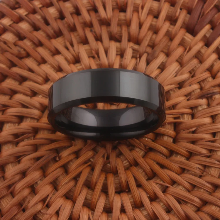 8mm Width Black Color Shiny Tungsten Ring Blanks