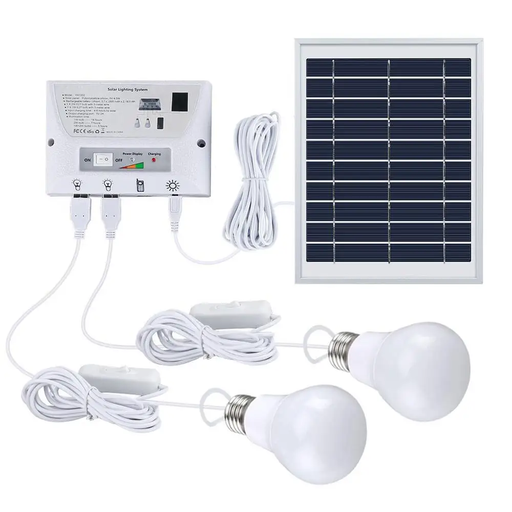 5.5W Solar Panel Outdoor MINI 3.7V Lithium Ion IP65 1w*1pc LED &2w*1pc LED Solar Lighting System for Home