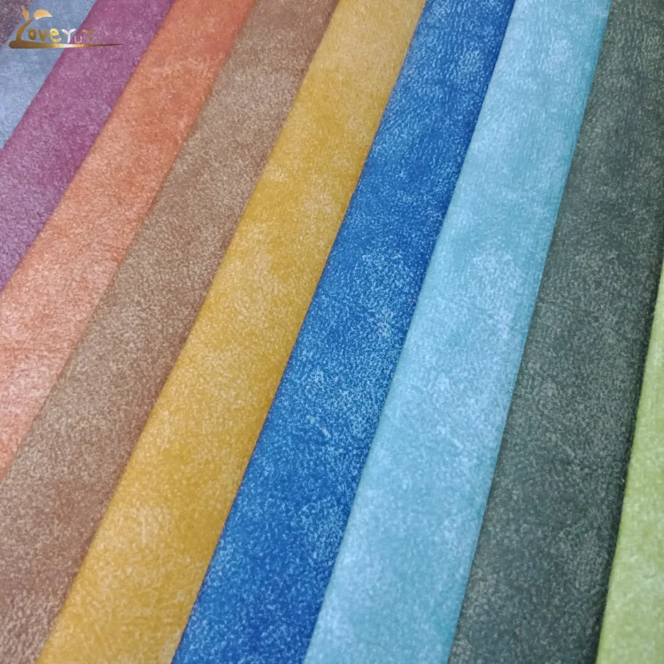 
2018 popular faux leather fabric knitting velvet printing fabric factory for Turkey 