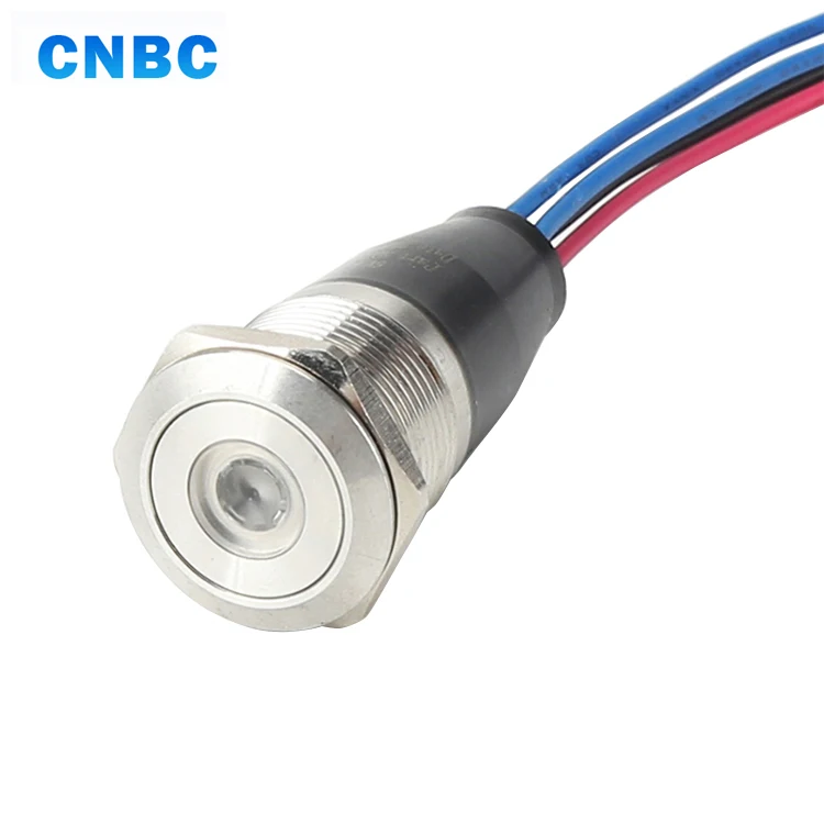 Лидер продаж водонепроницаемая светодиодная лампа в горошек 19 мм 24 В 220 мгновенный самоблокирующийся металлический кнопочный переключатель 12 с проводным выводом