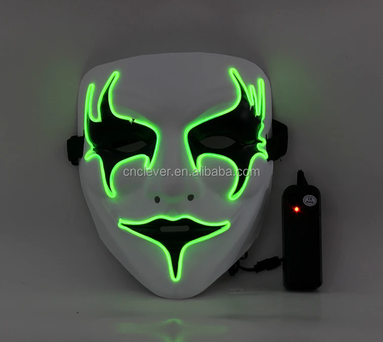 Wholesale custom design different types green fluorescent white face mask, high quality fashion Vinyl halloween party face mask