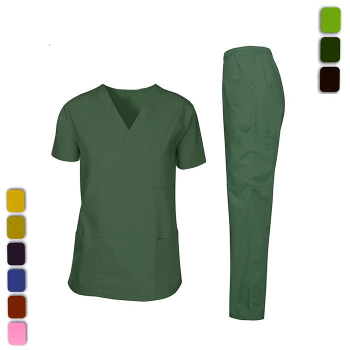 Disposable Protective Non Woven Scrub Sets With Round NeckSbpp Scrub Set With Snaps