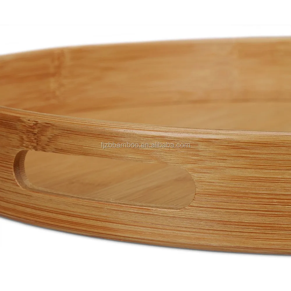 Factory directly supply bamboo round tea and coffee serving tray table