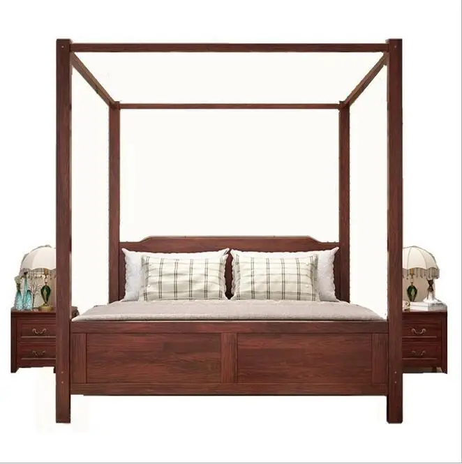 Low Price Antique Solid Wood King Size Poster Bed Wooden Bed For Bed Room Furniture