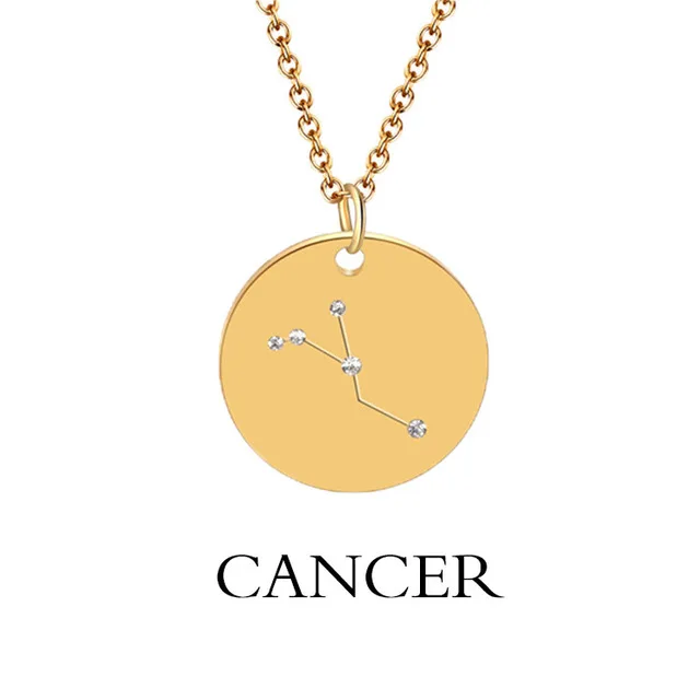 Hot Sale 2021 Fashion Jewelry 12 Zodiac Signs Necklace In Stock Sale High Quality Stainless Steel Pendant Necklace