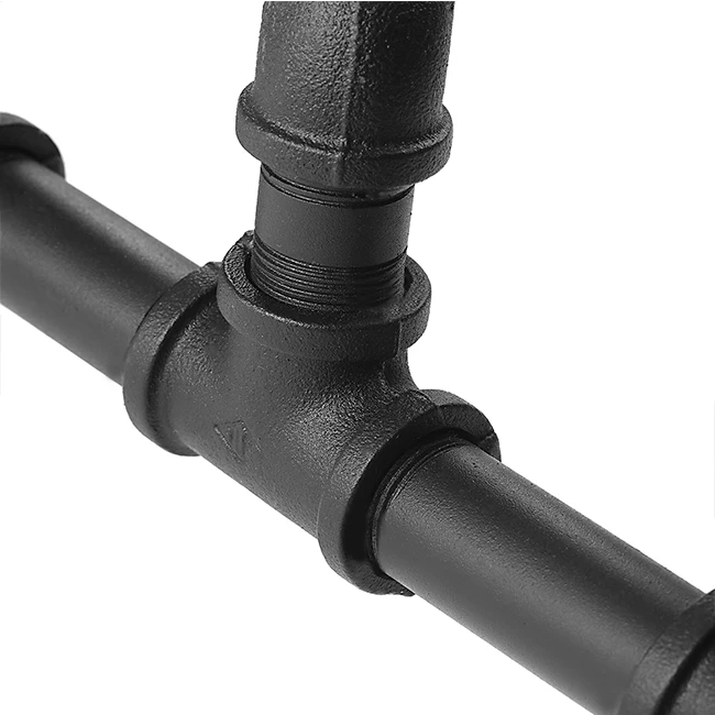 Industrial pipe fittings 6 bottles wine rack black cast iron floor flange