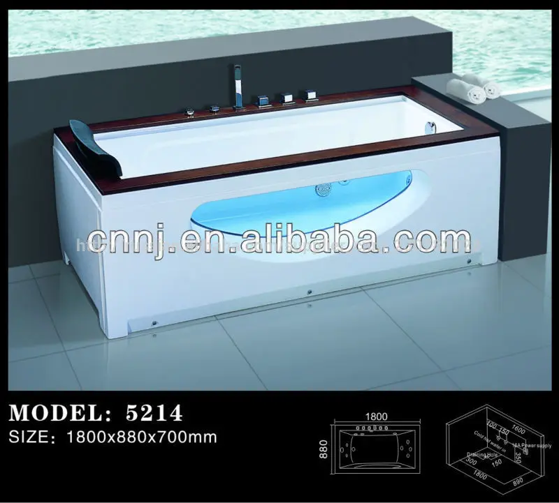 (5214) wooden frame whirlpool bathtub