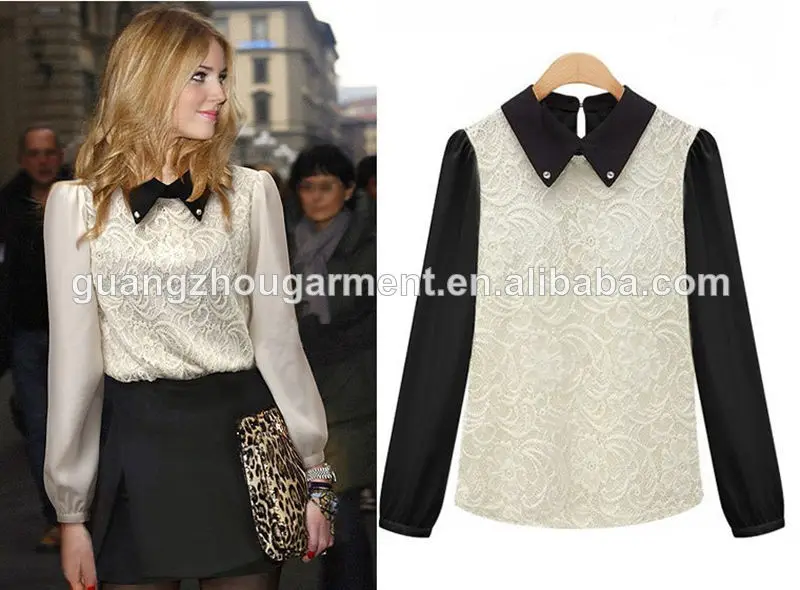 2014 новые женские лацкан шифон шнурок для ботинок блузку с длинным рукавом дамы рубашку сплетенный вершины дешевые oem