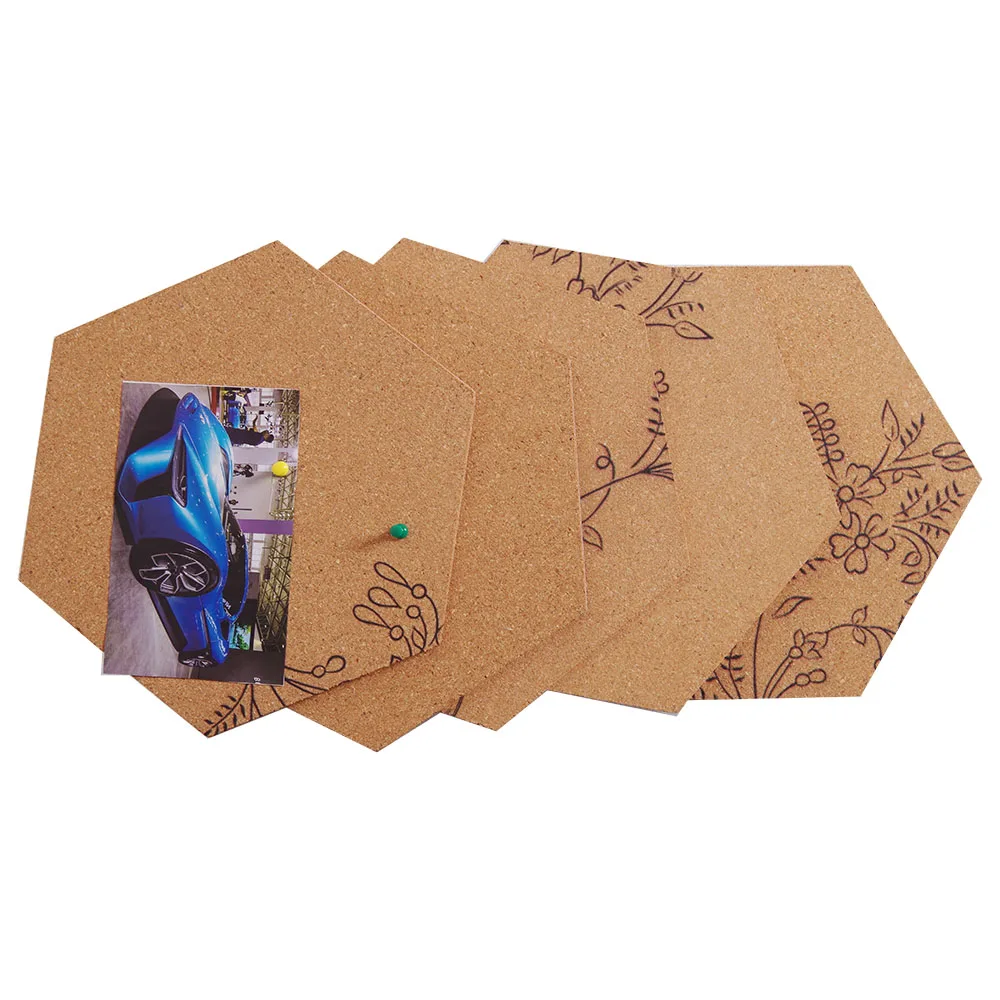 
Custom 6mm thickness Shape Hexagon Bulletin Message Cork Sheet Tiles Board with adhesive backing 