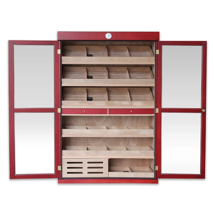 made in china custom large double glass door electrical LED cigar humidors for sale used  display humidor cabinet