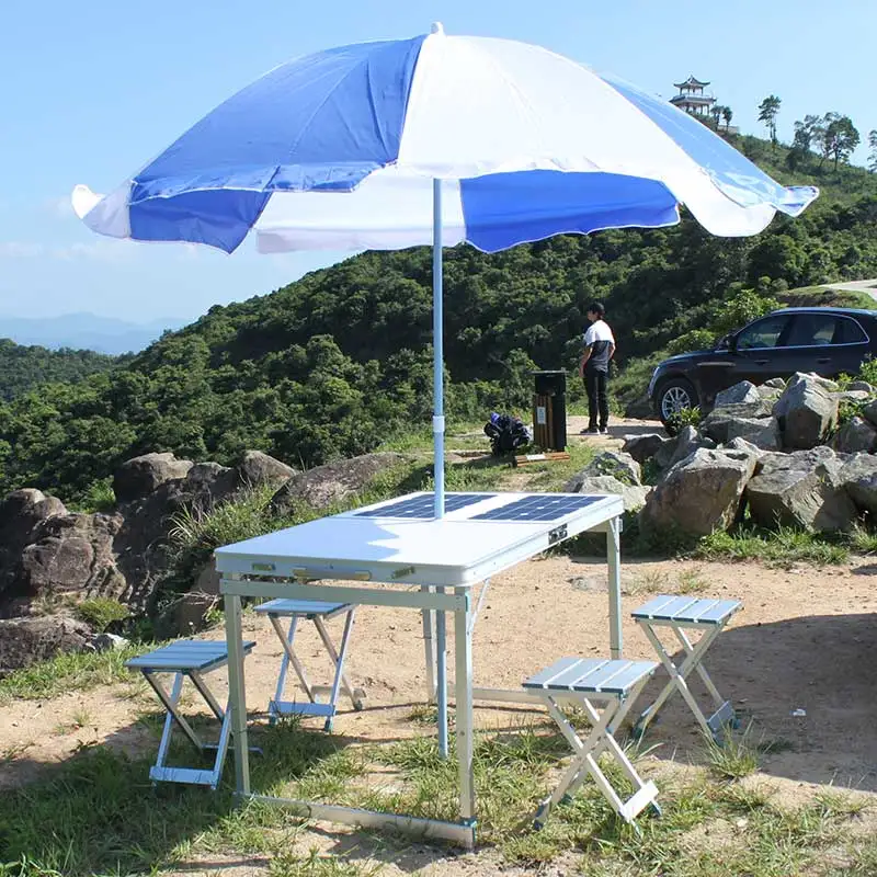 outdoor used height adjustable folding solar table
