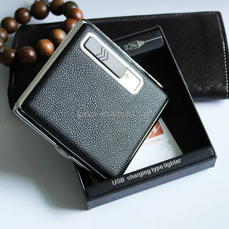 Металлический перезаряжаемый Алюминиевый Чехол для сигарет с USB-прикуривателем