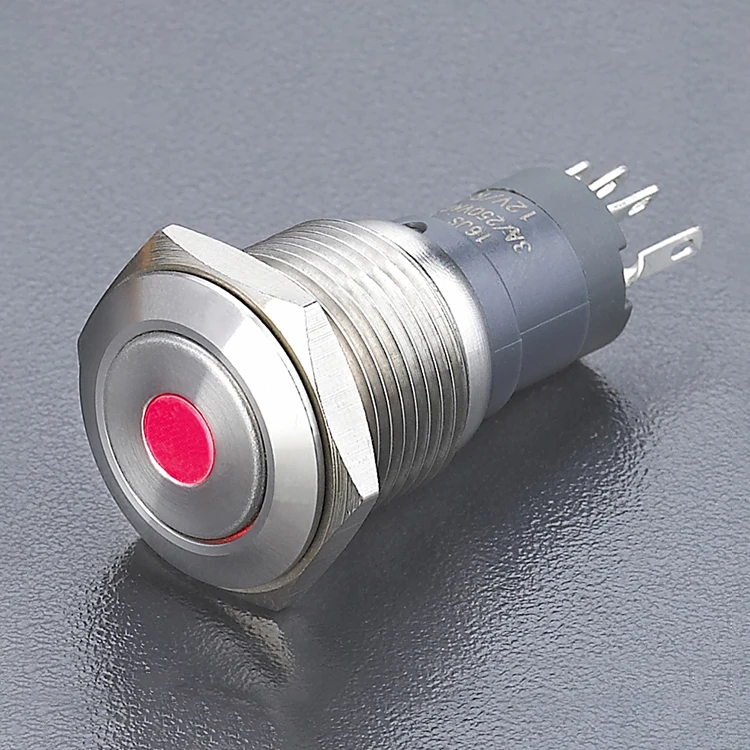 16mm waterproof led pushbutton switch dot illuminated push button