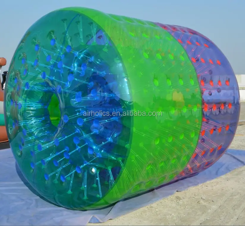 Cheap and promotional outdoor giant customized color water walking roller inflatable, roller bubble roller for swimming pool