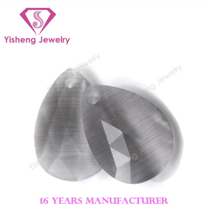 Top Hole Drilling Pear Shape Rose Cut Synthetic Cat Eye Gem Stone