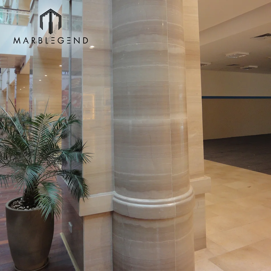 
custom well quality serpeggianto wooden beige marble column pillar design 