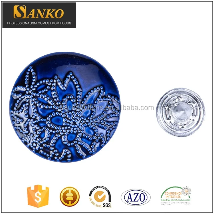 Сияющий Голубой Цветок декоративные покрыта джинсы пуговицы и заклепки