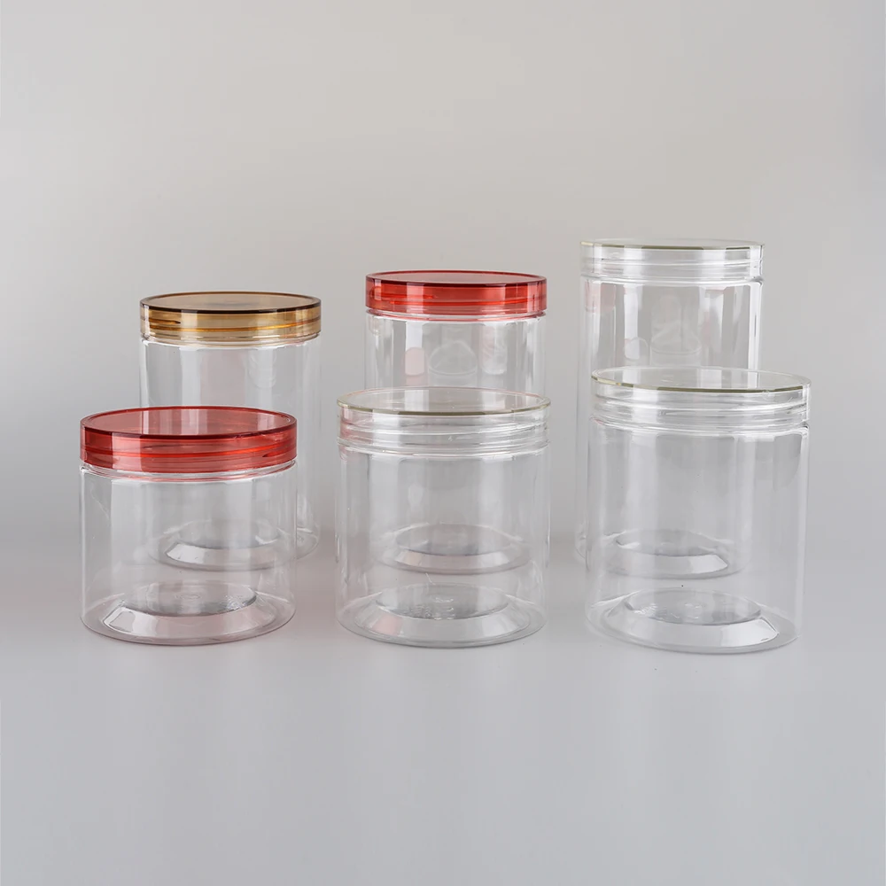 Wholesale PET clear lid hermetic cosmetic plastic cream storage container kitchen jars