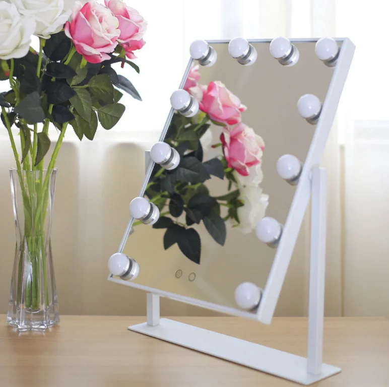Металлическая рама в голливудском стиле, зеркало для макияжа с подсветкой и 12 светодиодными лампами