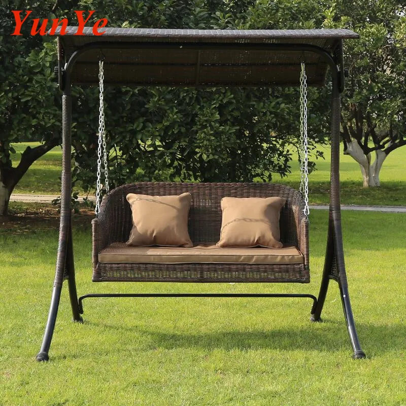 
High quality outdoor furniture Two Seats Hanging Good quality outdoor hanging wooden swing chair 