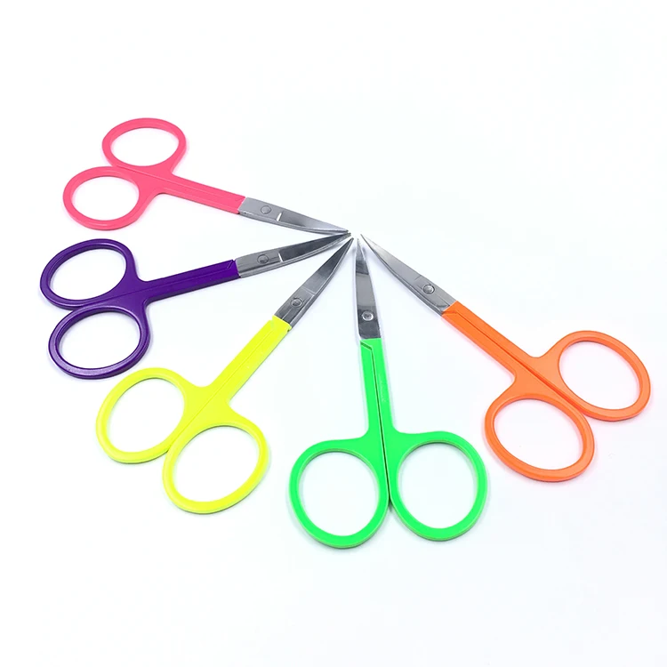 Wholesale beauty tools portable stainless steel curve profesional eyebrow scissors