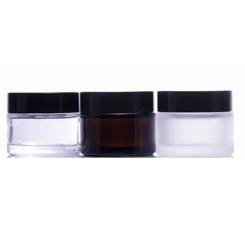 In Stock 5g 10g 15g 20g 30g 50g 60g 100g 120g Matte Clear Frosted Glass cream jar for sale with plastic lid