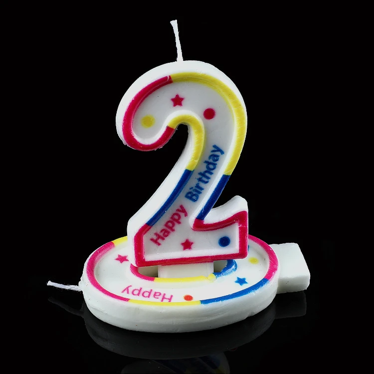 Rainbow Colorful Outline Happy Birthday Decoration and Star Printed Number Candle