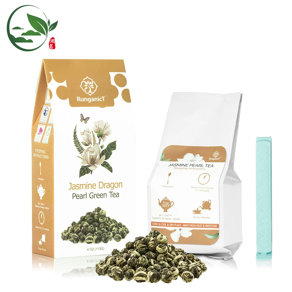 China Chinese Fujian Best Pure Loose Jasmine Sunflower Black White Scented Dragon Pearl Green Tea Ball Organic Jasmine Tea