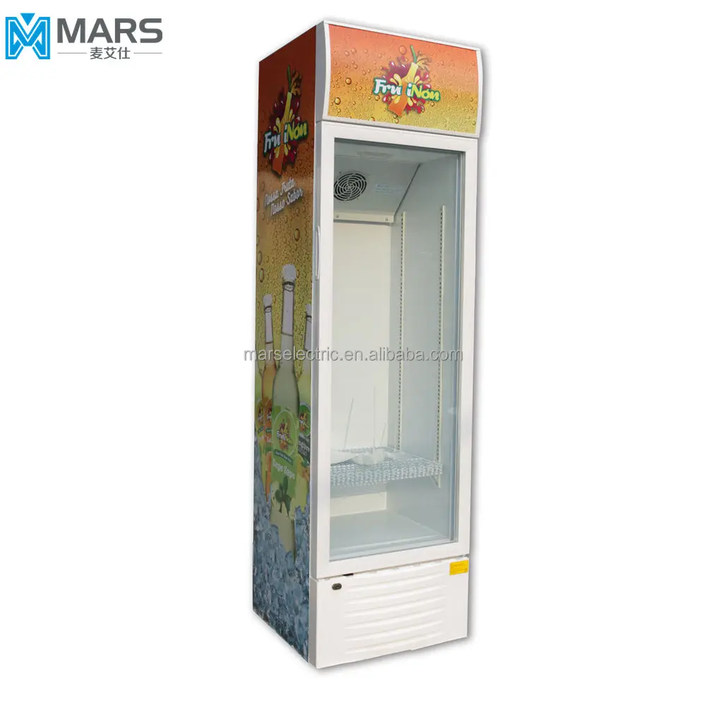hot sale model MARS LC-255F upright showcase design glass showcase for home 255 liters showcase with led light