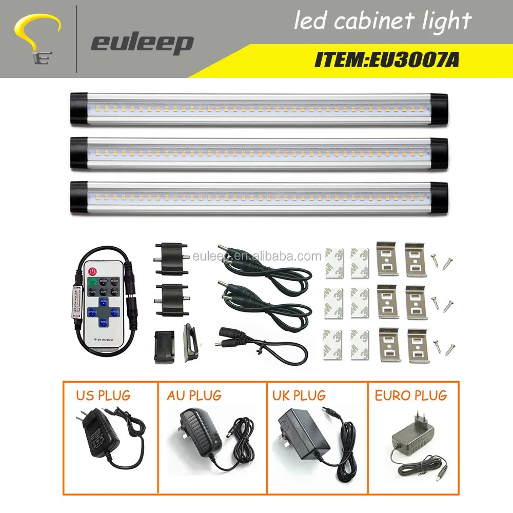 showcase display cabinet under shelf aluminum led strip light 3/4/6 Panels linkable