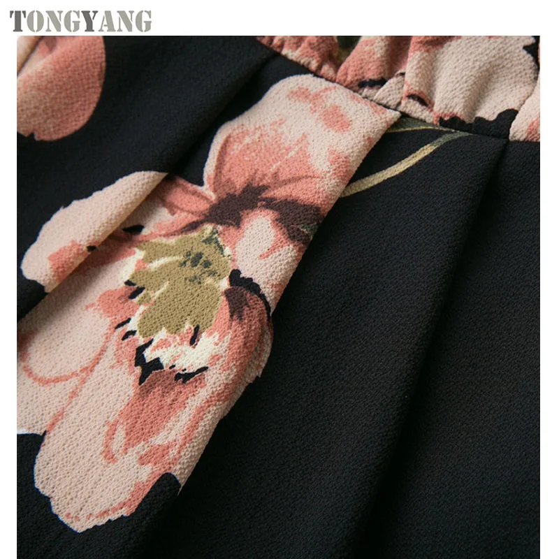 TONGYANG Summer Maxi Dress Women Floral Print Dress V-Neck Sleeveless Spaghetti Strap Backless Side Split Sexy Long Dress