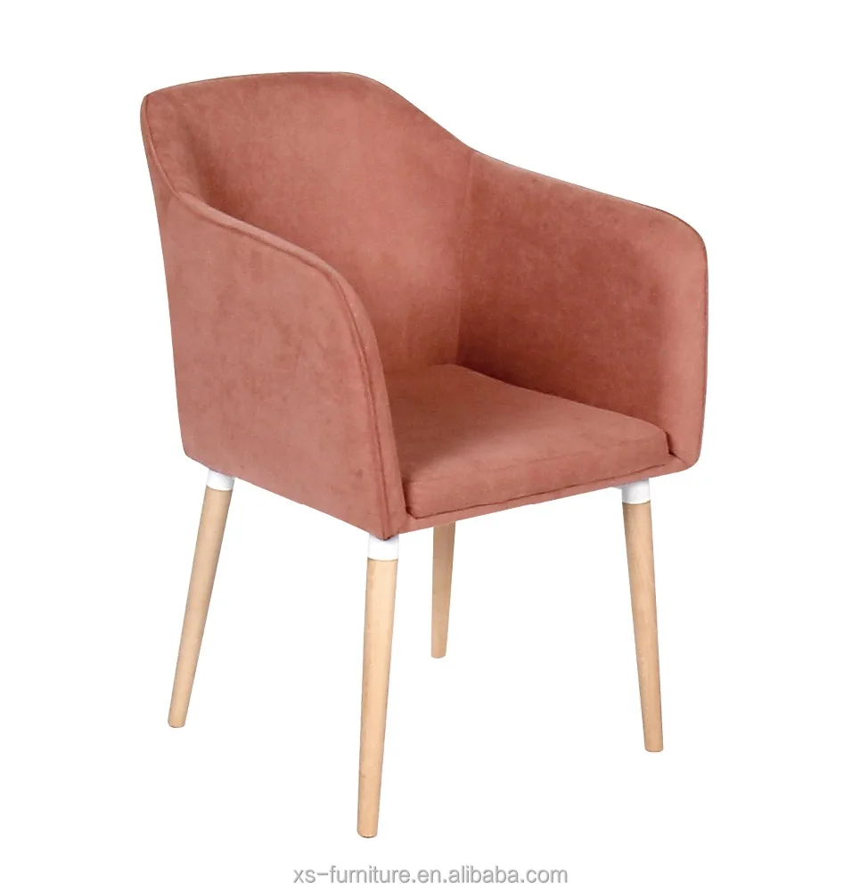 Modern Home Furniture Fabric Dining Chairs with Wood Legs Arm Chair for Coffee Hotel Restaurant