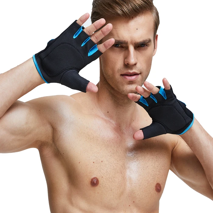 Neoprene Fitness Gloves Weight Lifting Gloves Blue Nylon Gym & Training