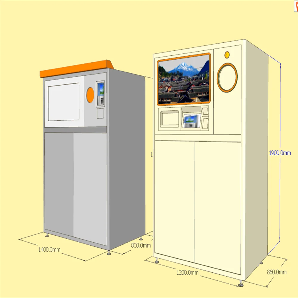 
Smart reverse vending machine Display touch screen, small size and large capacity , real-time monitoring of each machine state 