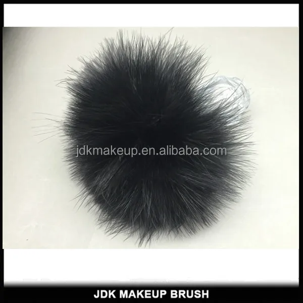 Fluffy Black Turkey Feather Refillable Makeup Powder Brush with container