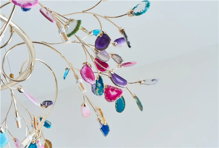 
New style Industrial fancy custom colorful agate home loft Chandelier ceiling pendant lights 