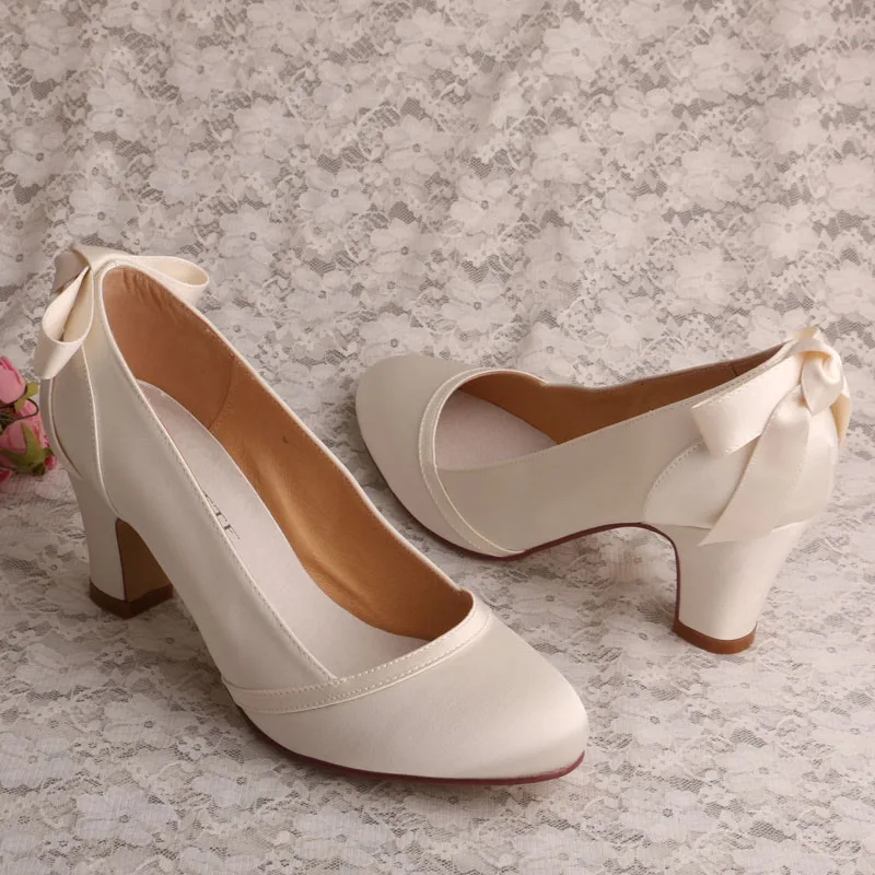 Ivory Court Shoes Block Heel