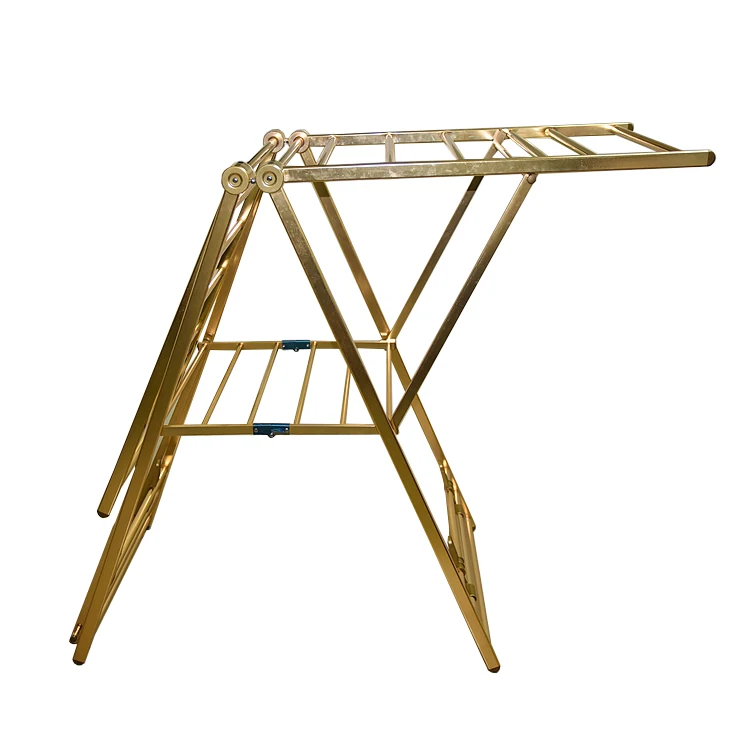 home furniture  double folding multi-function clothes hanger aluminum alloy balcony folding clothes / laundry drying rack