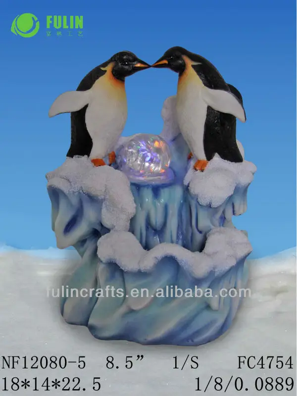 Goods In Stock Christmas Home Decorative Desktop Resin Penguin Water Fountain