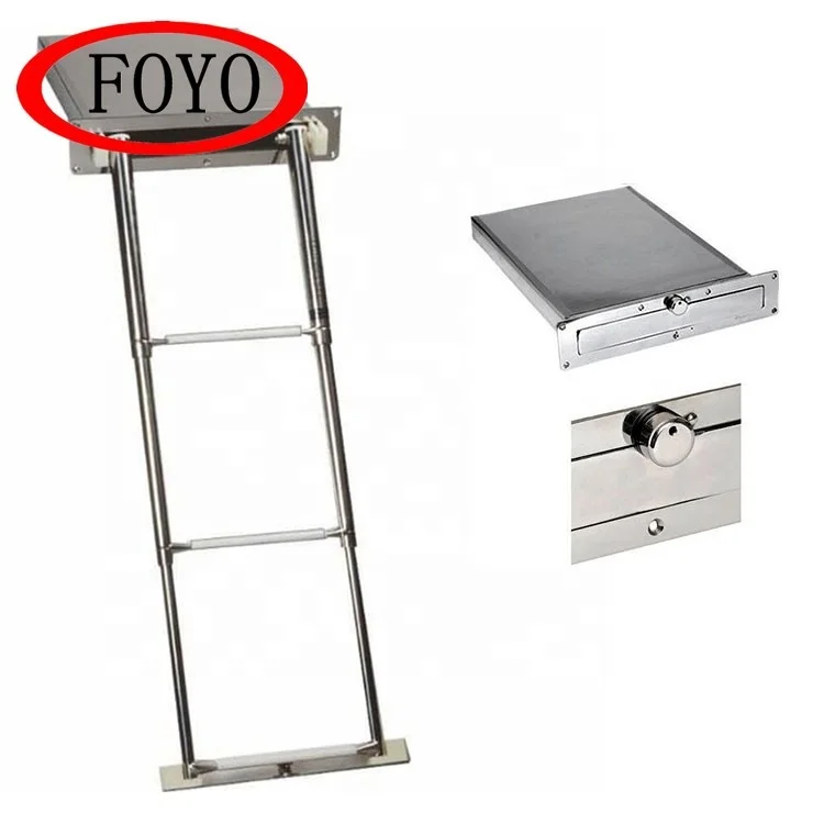 Factory Direct 3 step Boat Box Ladder Stainless Steel Telescopic Marine Ladder