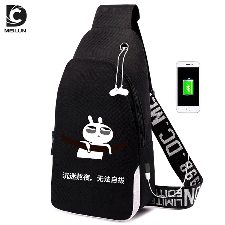 
Guangzhou Factory Nightlight Anti Theft Wholesale Multifunctional Shoulder Pack Men Chest Pack with USB charging 
