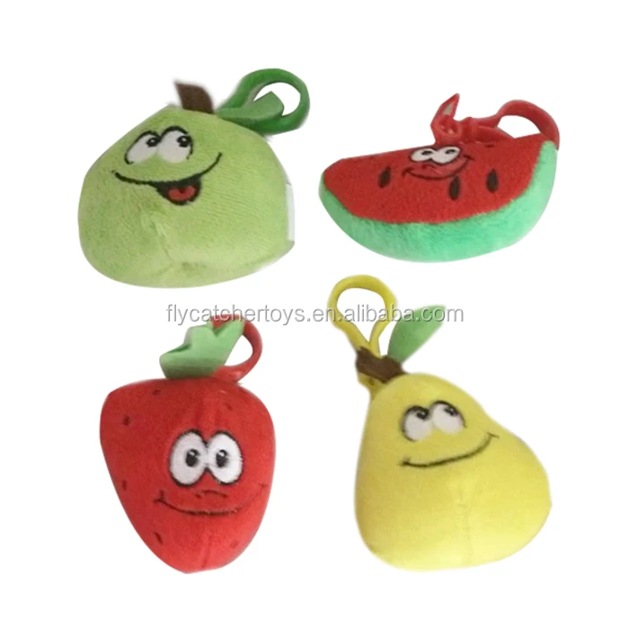 Direct deal High Quality plush fruit toys with plastic keyring