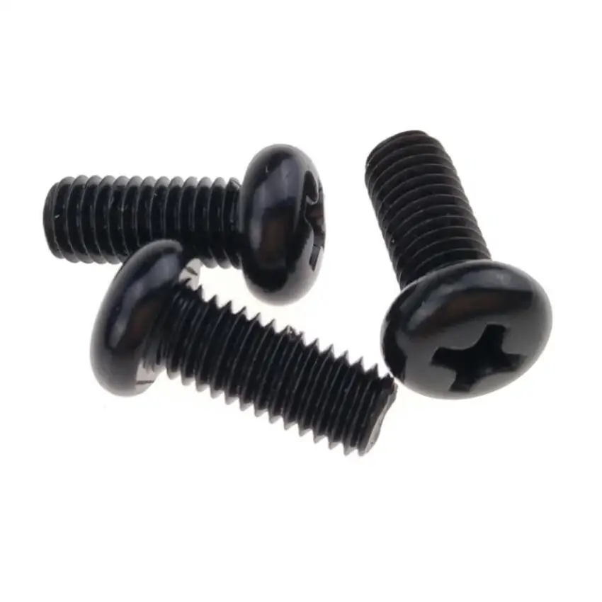 
Pan Head Machine Screws M5 Black Galvanized Steel Flat Point 
