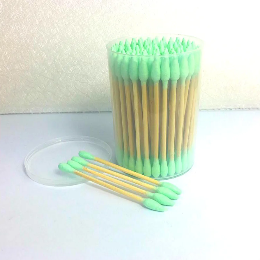 2021 Double Head Tip Bamboo Wooden Stick Cotton Swabs