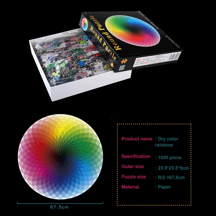 2018 Kids Toys Rainbow Round Puzzle 1000 Pieces Games Paper Jigsaw form Puzzle Factory