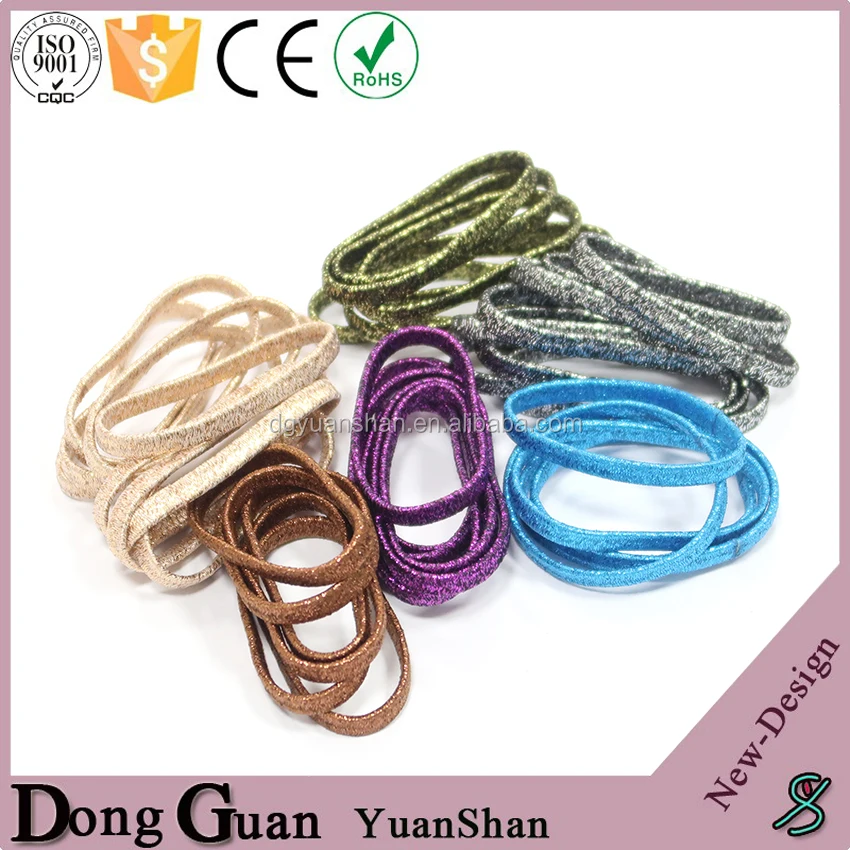 High Quality Shiny Elastic Hair Ties Custom Flat Hair Rubber Band