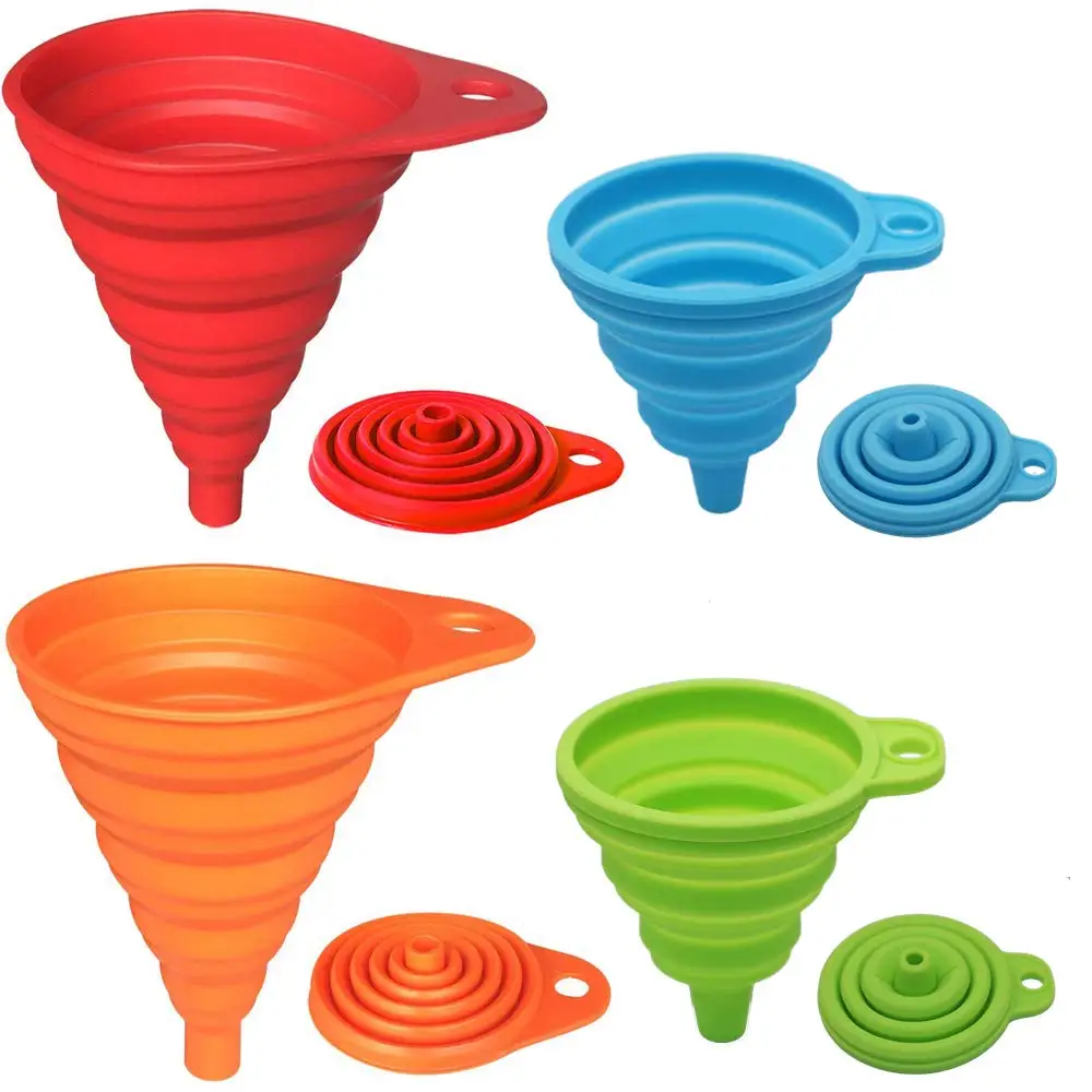 Small and Large Foldable Kitchen Collapsible Mini Silicone Funnel Folding Silicone Rubber Funnel