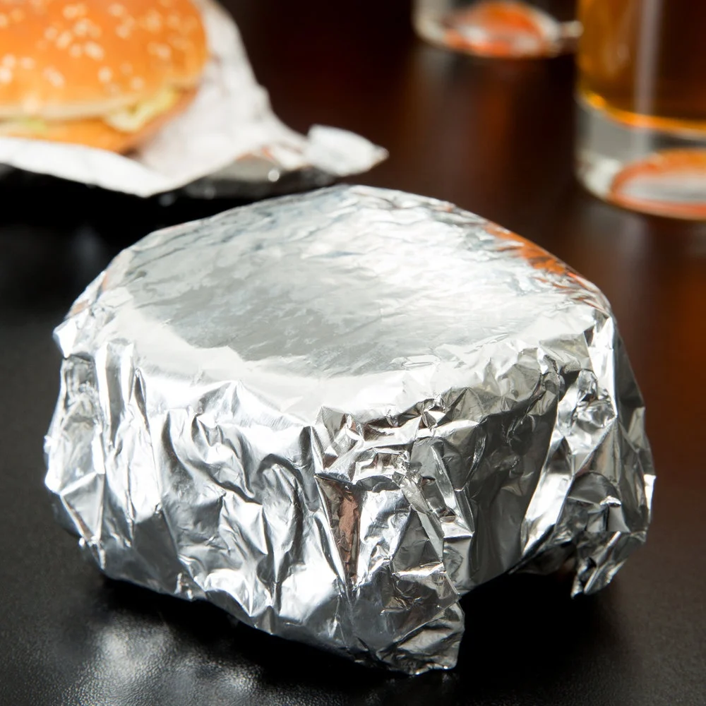 
backed aluminium foil burger wrapping paper with honey comb printing 