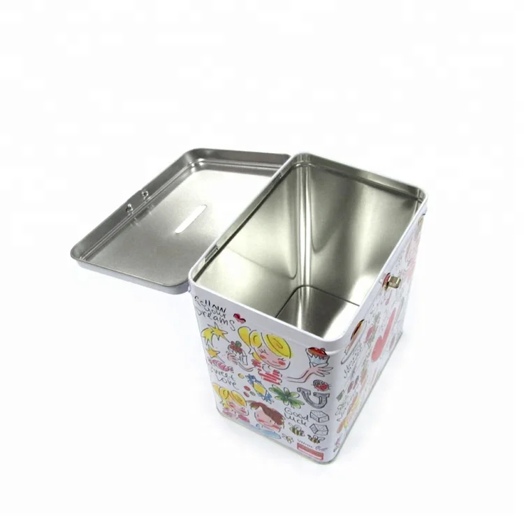 Rectangular Money Tin Box Metal Coin Bank With Lock and Key