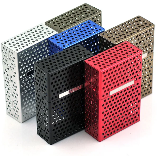 Высококачественный полый алюминиевый тонкий магнитный портсигар/индивидуальный металлический портсигар